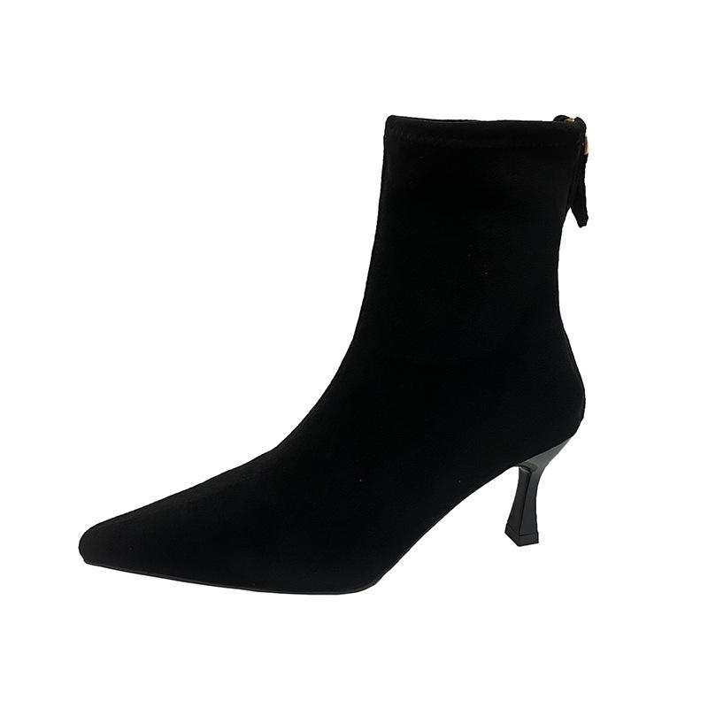 Damen Stiefel Kurz Hohe Absätze Schuhe für Damen Herbst Winter Botas Mujer Retro Spitze Stiletto Sexy Damen Absätze Stiefel Weiblich