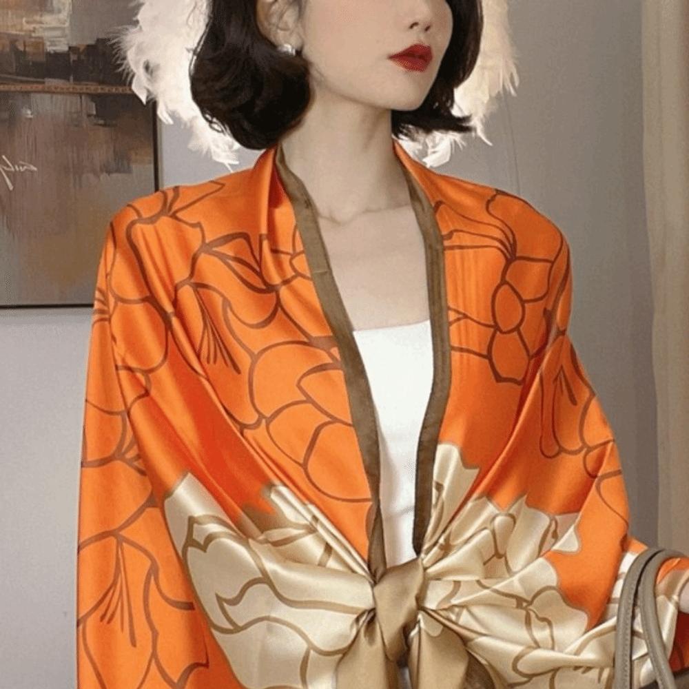 Flower Silk Scarf Shawls Sunscreen Lady Wraps Fashion Mesh Neck Scarves Party