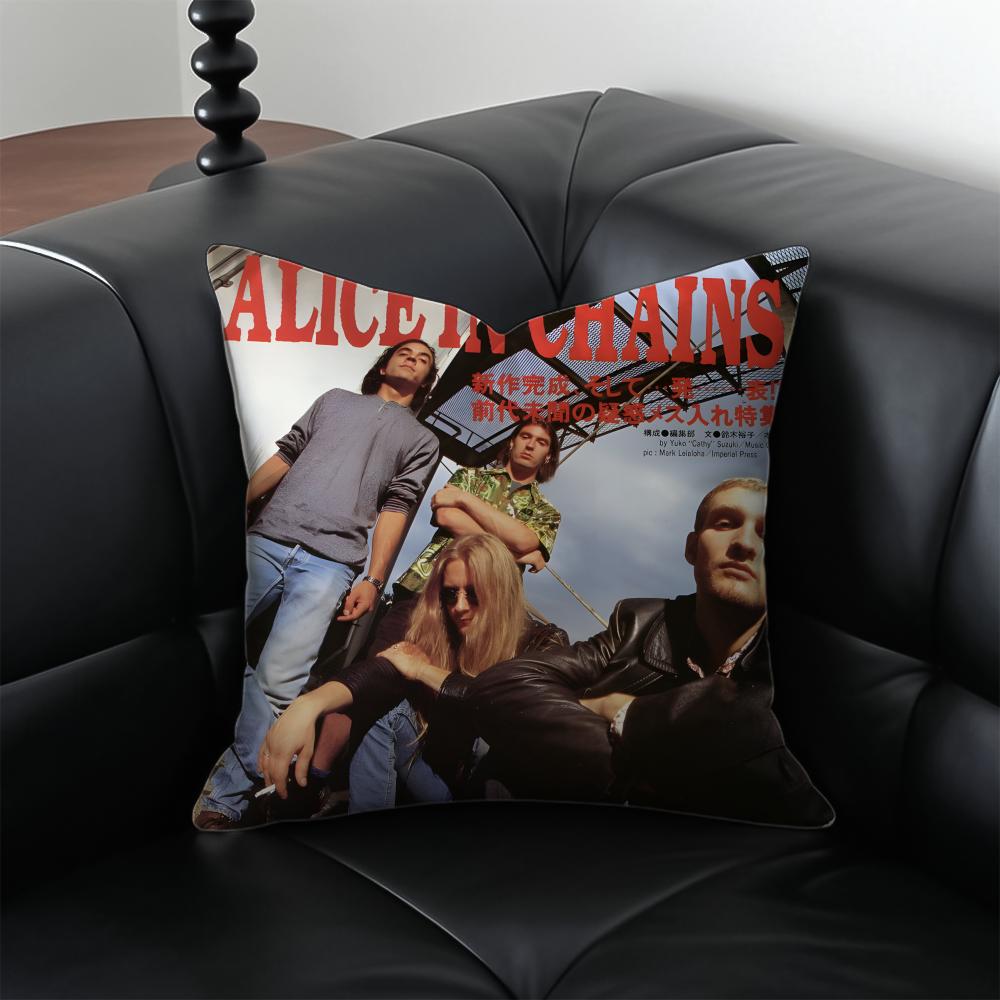 A-Alice In Chains Band Rock Kissenbezug Kissenhülle Staubmilbenfrei Unsichtbarer Reißverschluss Seidiger Plüsch Kissen