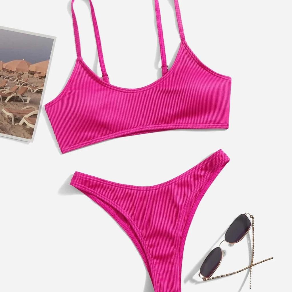 2023 V-Shaped Ribbed Bikini with Split Pants - Sexy Women's Swimwear