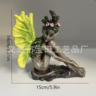 Home Garden Angel Ornament Elf Wings Fairy Forest Muse Windowsill Balcony Decoration Statue Ornament