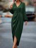 Khaki Women's Plus Size Satin Woven Solid Color Summer Dress Khaki