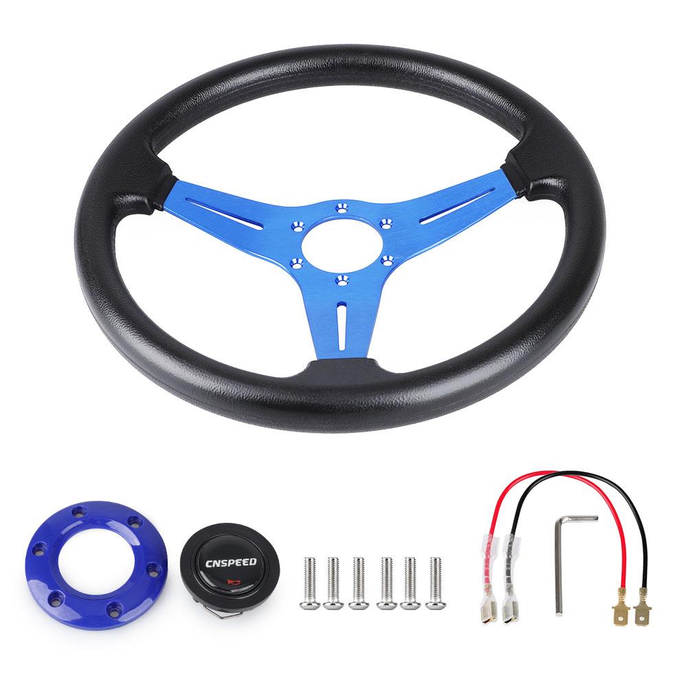 Universal Racing PU Leather Steering Wheel 350mm 14inch Aluminum Alloy Auto Sport Drifting Steering Wheels Deep Dish Corn Style