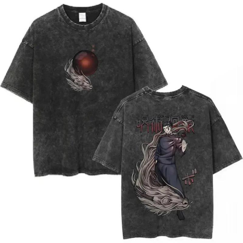 Sleeping On Both Sides To Fight Men'S And Women'S Short-Sleeved Washed Nuo T-Shirts Casual Loose Retro Couple Spell Round Neck