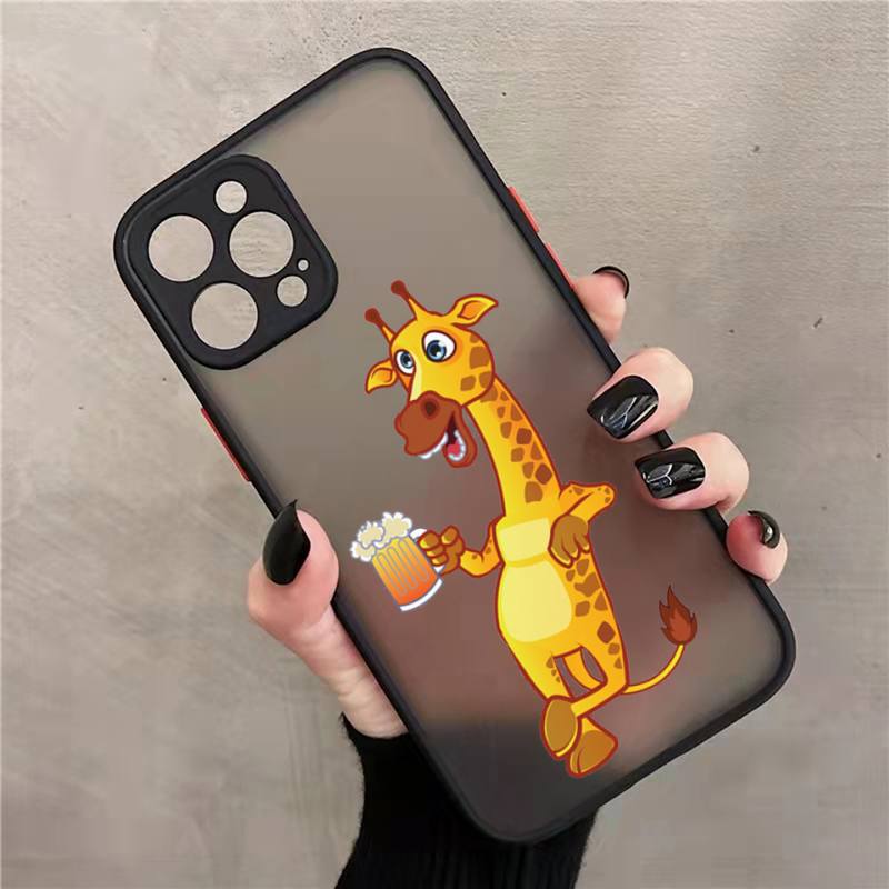 Žirafa zvíře roztomilé a vtipné Pouzdro na telefon matné průhledné Pro iphone 7 8 11 12 13 plus mini x xs xr pro max kryt
