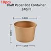 10PCS Disposable Takeaway Packing Boxes with Lid Round Paper Soup Bucket Kraft Paper Lunch Box