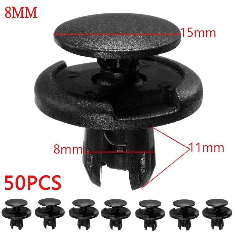 50Pcs 8mm Auto Plastic Bumper Fastener Rivet Retainer Push Type Engine Cover Fastener Fender Car Door Trim Panel Clip for Toyota 50pcs 8mm