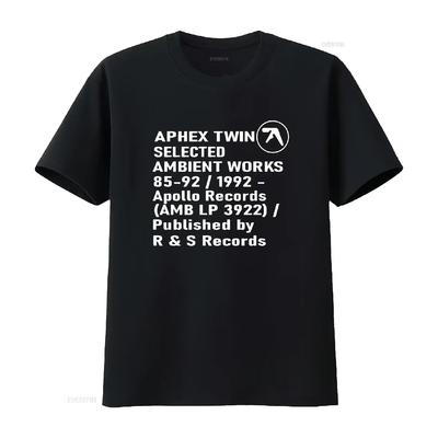 Aphex twin ambient works Bawełniany T-shirt wysokiej jakości vintage Spłowiały Miękki Unisex Stylowy streetwear homme Rozciągliwy moda