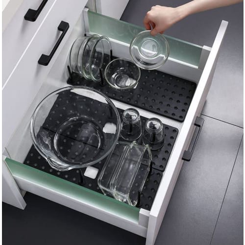 TAKEY Dish Stand, Dish Stand for Bowls, Plates, Dish Rack, Dish Drainer, Frying Pan Rack, Extendable Pot Stand, Dish Storage, Cookware Storage (2-Pack