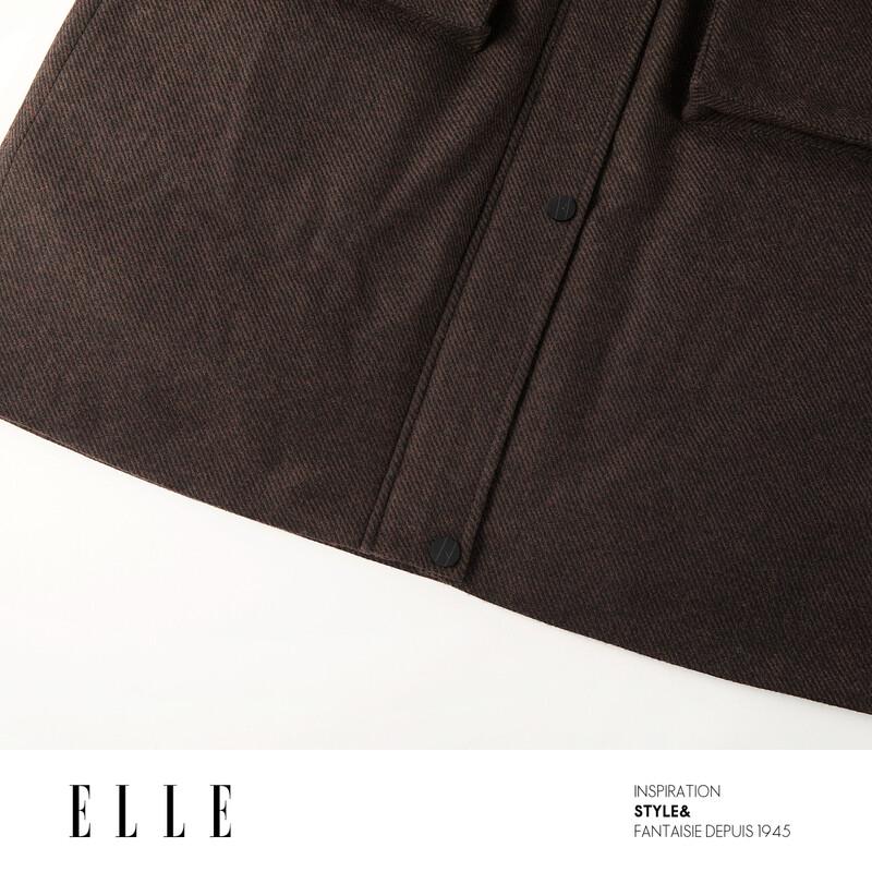 ELLE Women's Vintage Wool Blend Long Down Jacket