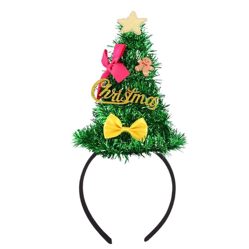 Christmas Photo Hair Accessory Tree Party Wear with Star Ribbon Letter Detail for Adults Kids Holiday Gatherings
