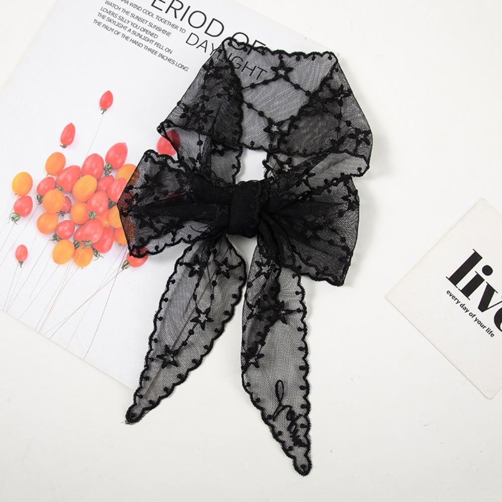 Embroidered Flower Women Narrow Long Scarf Elegant Sunscreen Shawl Ins Female Headscarf  Summer