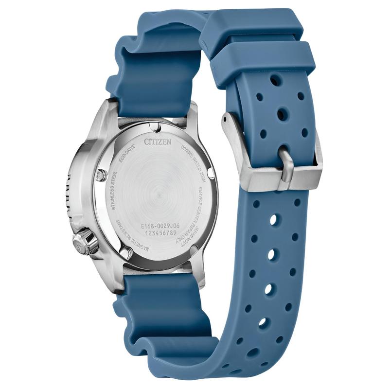 Citizen Série PROMASTER étanche 200 mètres Quartz léger Bracelet PU 37mm Montre femme cadran bleu EO2027-09L
