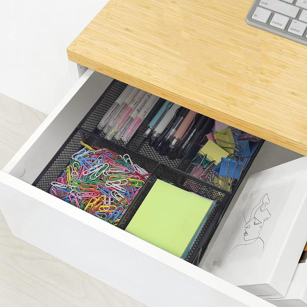 Metal Desk Drawer Organizer Tray 6 Compartments Pen Organizer Storage Box  Home