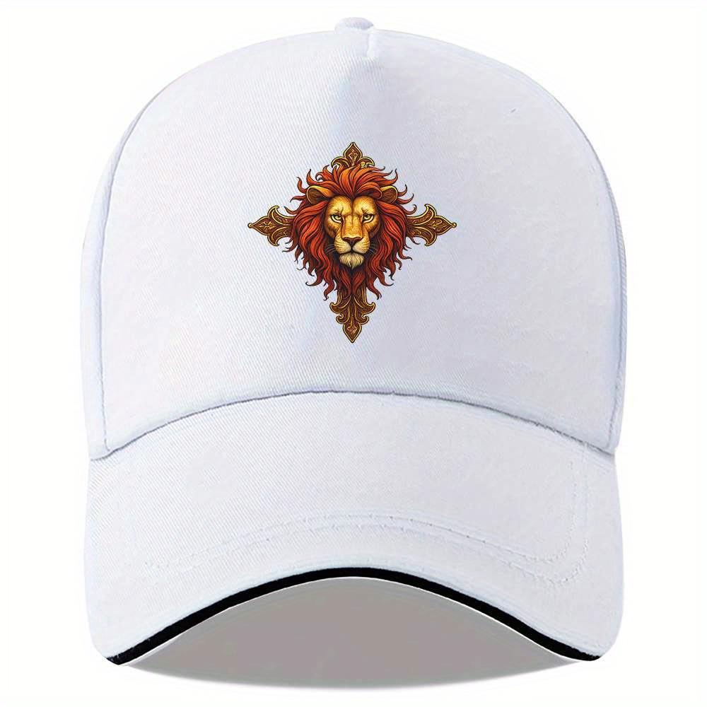 Majestic Lion Head Baseball Cap Black Polyester Adjustable Unisex Sporty Casual Hat