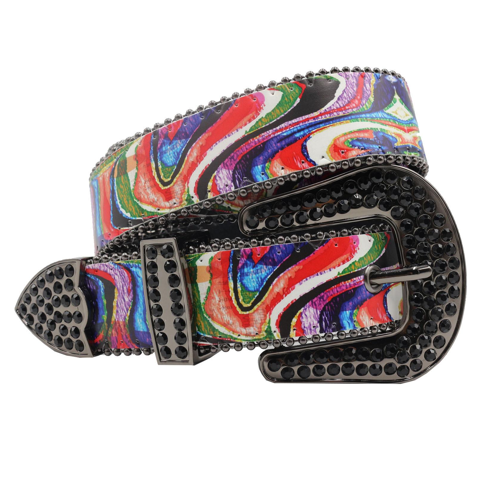 

Ремень с принтом в виде радуги и граффити, оригинальный дизайн, хип-хоп-персонаж, ремень из искусственной кожи 125cm чёрный