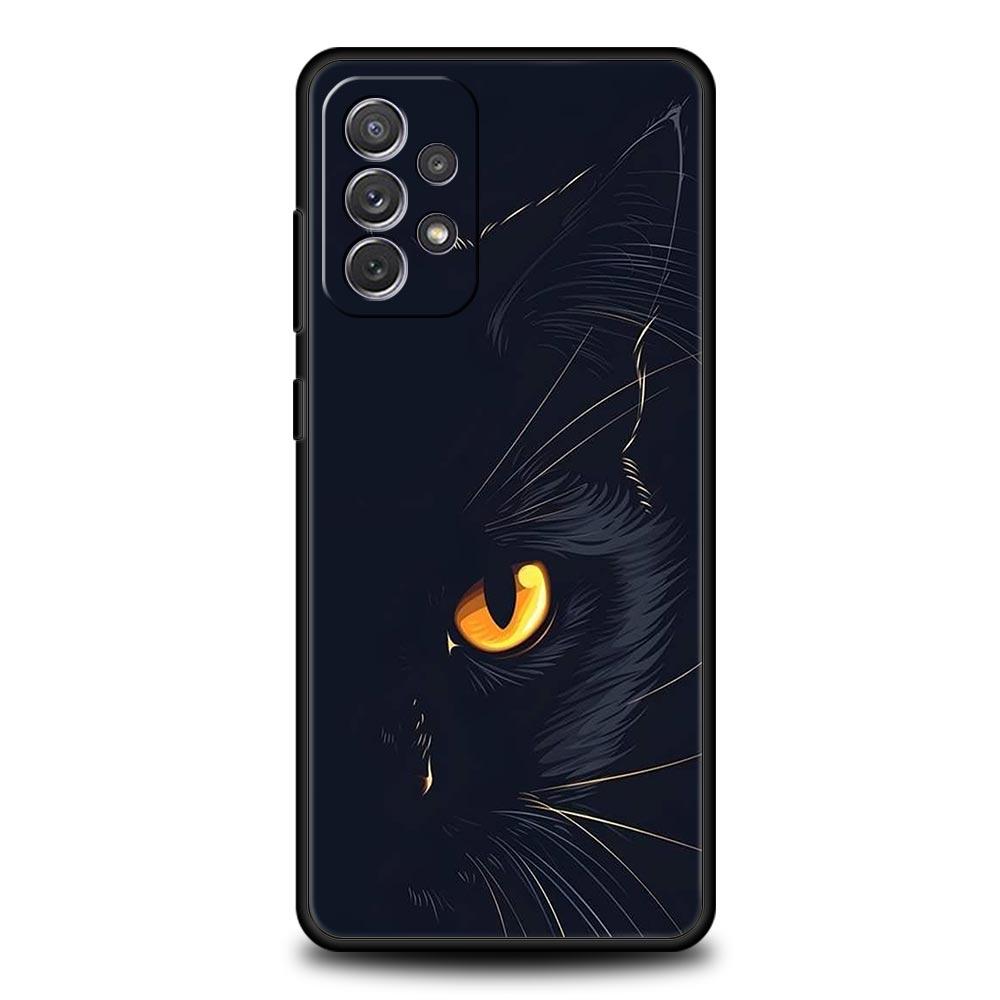 Black Cat Phone Case for Samsung A51 A71 A21S A12 A11 A15 A25 A31 A41 A23 A33 A53 A73 A03S A05S A13 5G A35 A55 Cover