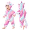 Kids Kigurumi Halloween Costume Romper Roomwear Warm Winter Wear Loungewear Girls Boys Christmas Present Baby Shower Photo Shoot Unicorn Starry Pink