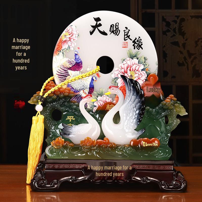 Century of Harmony Wedding Ornament: Elegant Gift for Friends & Newlyweds - Perfect for Living Room, Entrance, or Wine Cabinet Décor