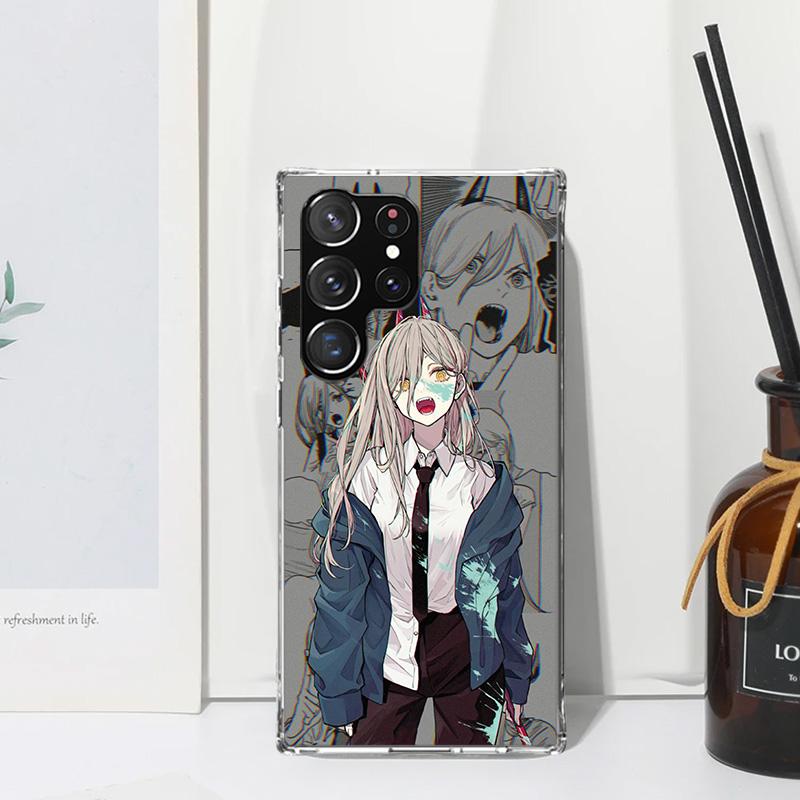 

Chainsaw Makima Power Phone Case For Samsung Galaxy S25 S24 S23 S22 Ultra S21 FE S20 Plus S10 + S10E Art Fundas Back Cover S24 S Samsung S24 Ultra