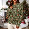 Women's Casual Long Sleeve Christmas Print Crewneck Sweatshirt Top for Holiday Wear
