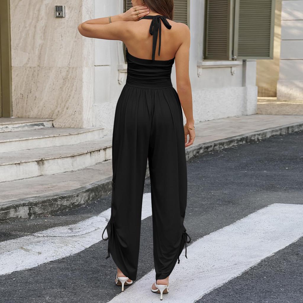 Damen Farbiger Lässiger Modischer Jumpsuit mit Taschen