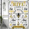 Yellow and Black Bee Quotes Shower Curtain, Vintage Rustic Inspirational Motivational Quotes Vintage Floral Flowers Honeycomb Ba