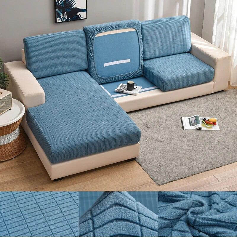 Hochwertiger Plüsch-Sofa-Sitzkissenbezug, Möbelschutz für Haustiere, Kinder, dehnbar, waschbar, abnehmbarer Schonbezug