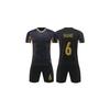 Customized Black Football Jerseys with Gold Color For Men Children Wear, Polyester Breathable Boys Girls Soccer Shirt