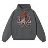 Bere Takmış Komik Ahtapot Grafik Kapüşonlu Sweatshirt Erkek Kadın Moda 90lar Vintage Uzun Kollu Oversize Polar Sweatshirt