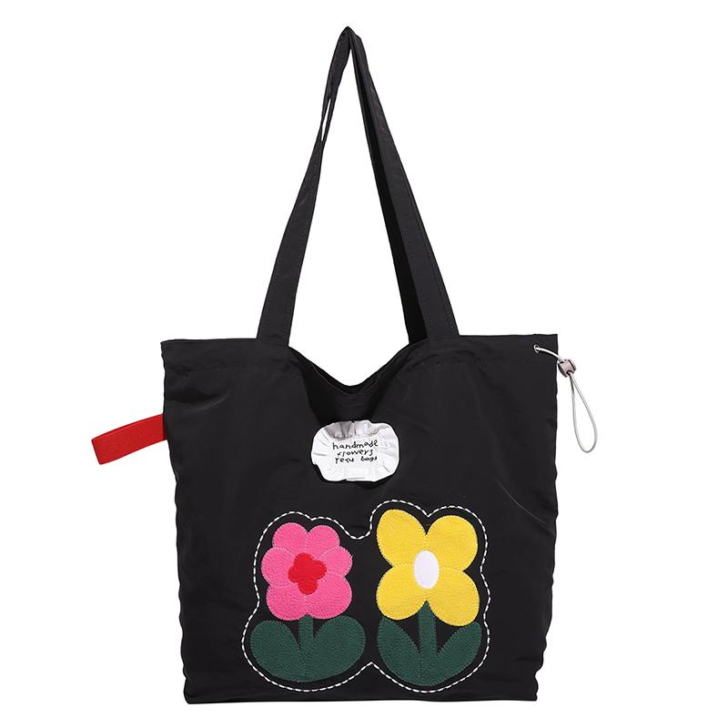 

Oxford Solid String Embroidery Flower Design Top-Handle Bag 2026 High Quality Sweet Versatile Women s Shoulder Bags чёрный