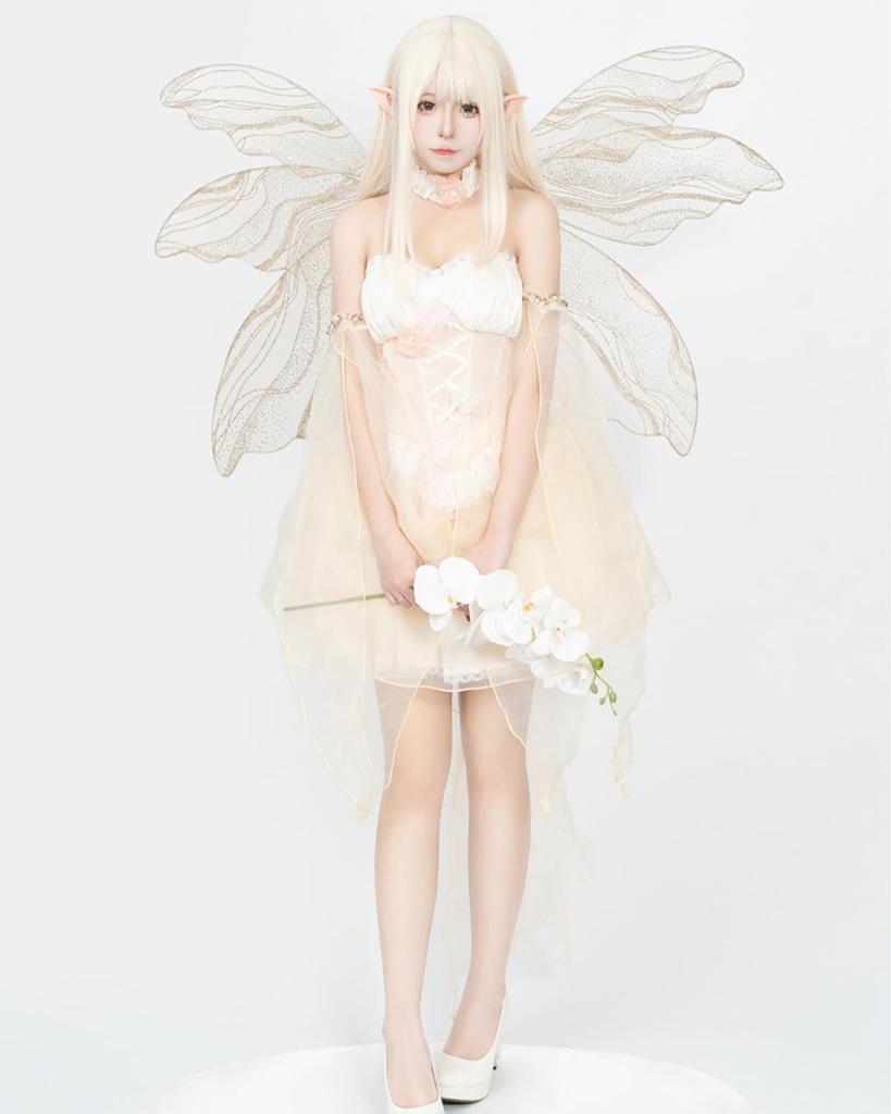CR ROLECOS Halloween Cosplay Angel Fairy Dress, Women's Adult Costume, Cute and Sexy, Perfect for Events, Parties, and School Festivals (Size S)