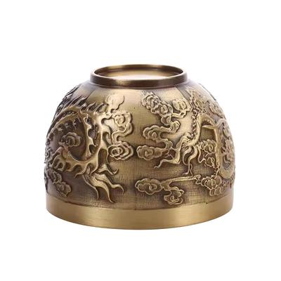 Buena Suerte Fénix Adorno de Cilindro Copa para Beber de Latón Tradicional Tallada a Mano Latón Puro Cuenco de Latón Feng Shui Adorno de la Suerte