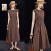 Wudao 100% Cotton Old Money Sleeveless Midi Dress