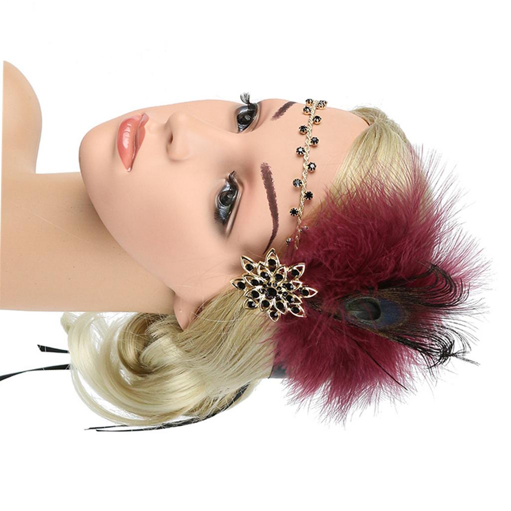 1920s Flapper Headband GatsbyParty Costume Accessories for Lady Vintage Rhinestones Headpiece Masquerade Party Headdress