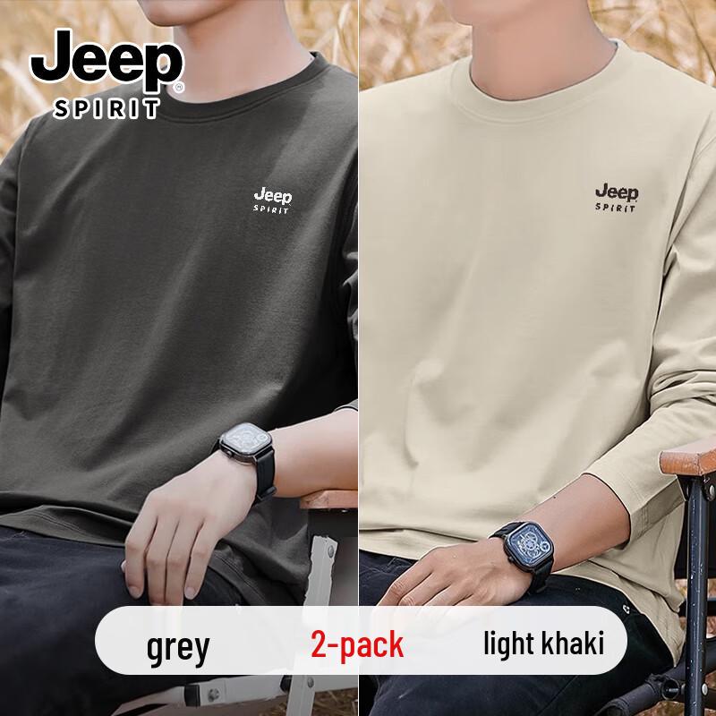 JEEP SPIRIT Men's 220G Pure Cotton Loose Fit Long Sleeve T-Shirt