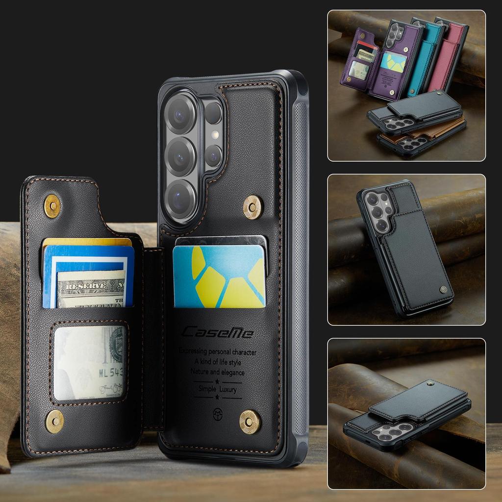 CaseMe Premium PU Leather Case For Samsung Galaxy S26+ S25 S24 S23 S22 S21 S20 Plus Ultra FE Card Wallet Holder Phone Back Cover Protector Skins