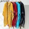 BITCED Fall/Winter Ethnic-Style Knit Hooded Fringe Cape Sweater Shawl Women's Outerwear