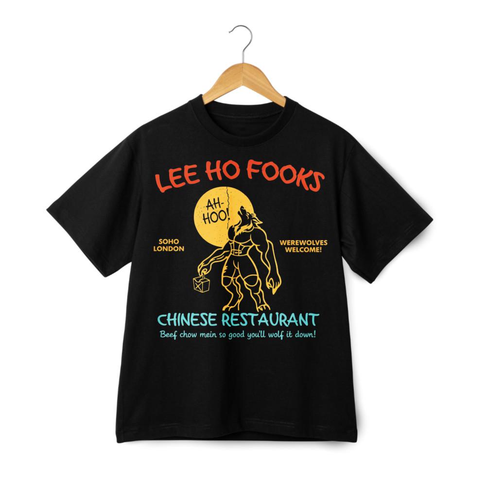 Lee Ho Fooks Werewolf Restaurant Print T-Shirt, Retro Horror Casual Tee 4XL