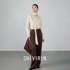 Damen Off-White Slim-Fit Langarmhemd mit fließendem Kragen - Vielseitiges Design für Herbst/Winter 2025
