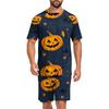 Men's Halloween Casual Lounge Pajama Set Short Sleeve Top and Shorts Comfortable Fit Lightweight Soft Fabric Relaxed Style