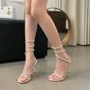 Sommermode Strass Schlangenform Knöchelriemen Stiletto High Heels Damen Sandalen Sexy Party Kleiderschuhe