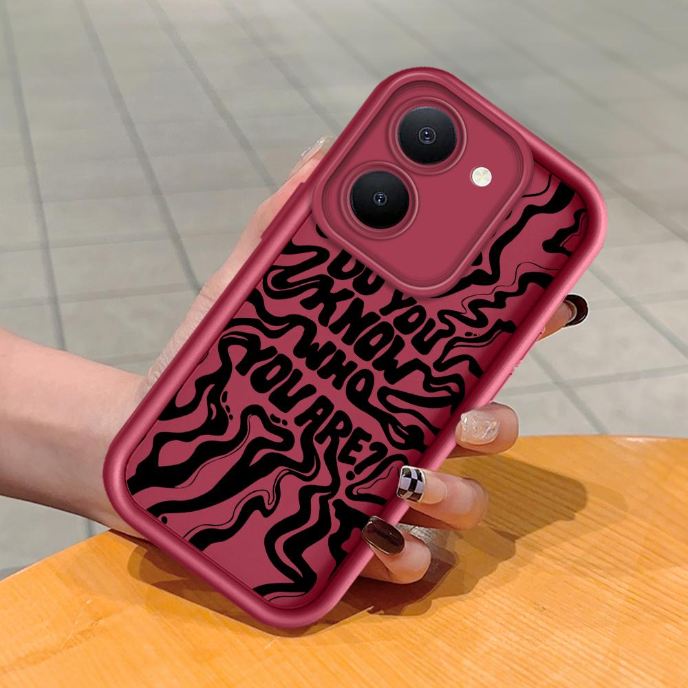 Soft Silicone Square Ladder Printing Pattern Phone Casing Full Cover Camera Shockproof Protection Rubber Case for Vivo