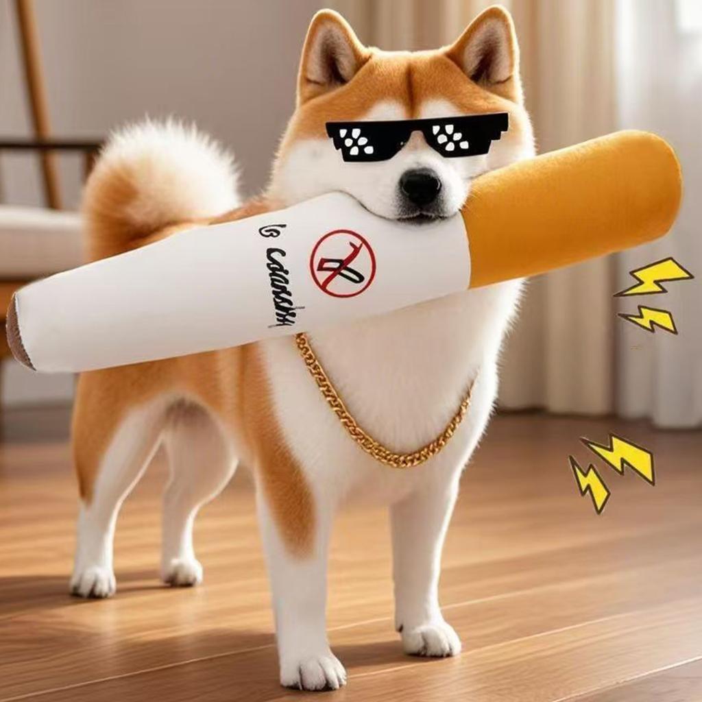 Evcil Hayvan Komik Oyuncaklar Puro Büyük Duman Peluş Ses Çıkarır Gıcırtılı Sahte Sigara Oyuncakları Köpek Çiğneme Diş Çıkarma Etkileşimli Oyun Isırmaya Dayanıklı Evcil Hayvan Oyuncağı