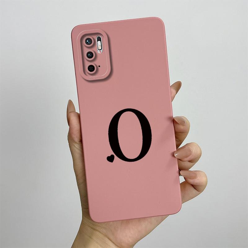 For Xiaomi Redmi Note 10 5G Case Redmi Note 10T 5G Cover M2103K19G Cute Initial Letters Square Phone Case Shockproof Back Cover