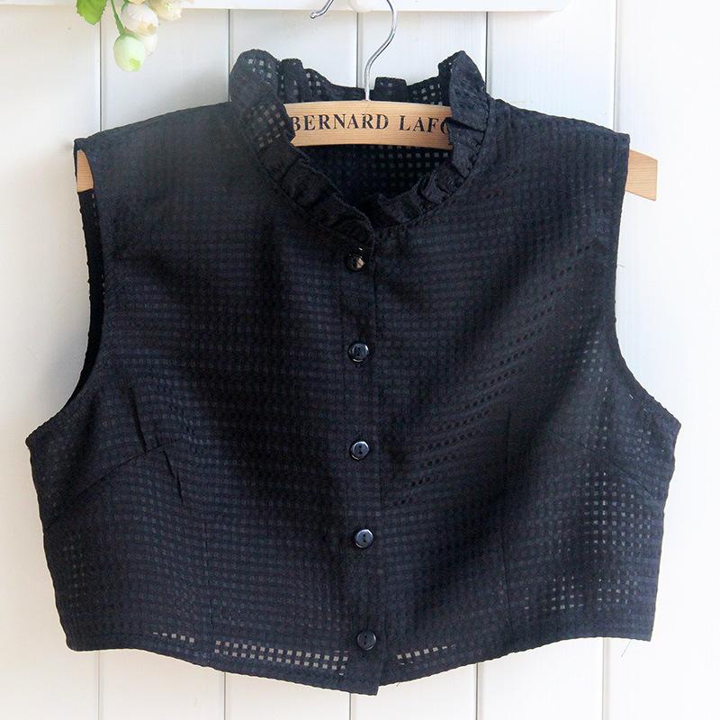 

Весенне-летний воротник-стойка с оборками по краю рубашки, плиссированный кружевной воротник-стойка, воротник-стойка до середины рубашки, воротник-стойка в стиле жилета