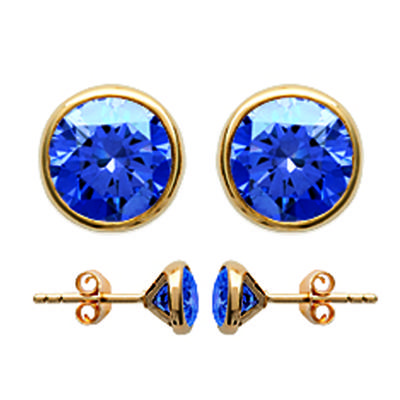 [M1103] - Gold Plated 'Unique' Golden Sapphire Earrings - 6 Mm