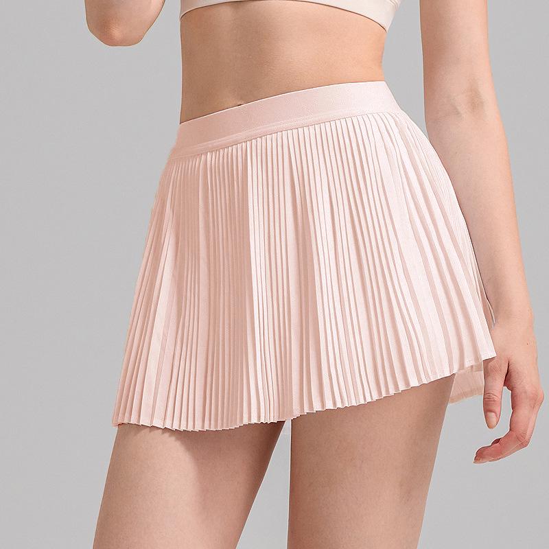 

Женская быстросохнущая плиссированная теннисная юбка со встроенными шортами - Летняя одежда с высокой талией для бега и йоги X-Large (130-140 lbs) розовый