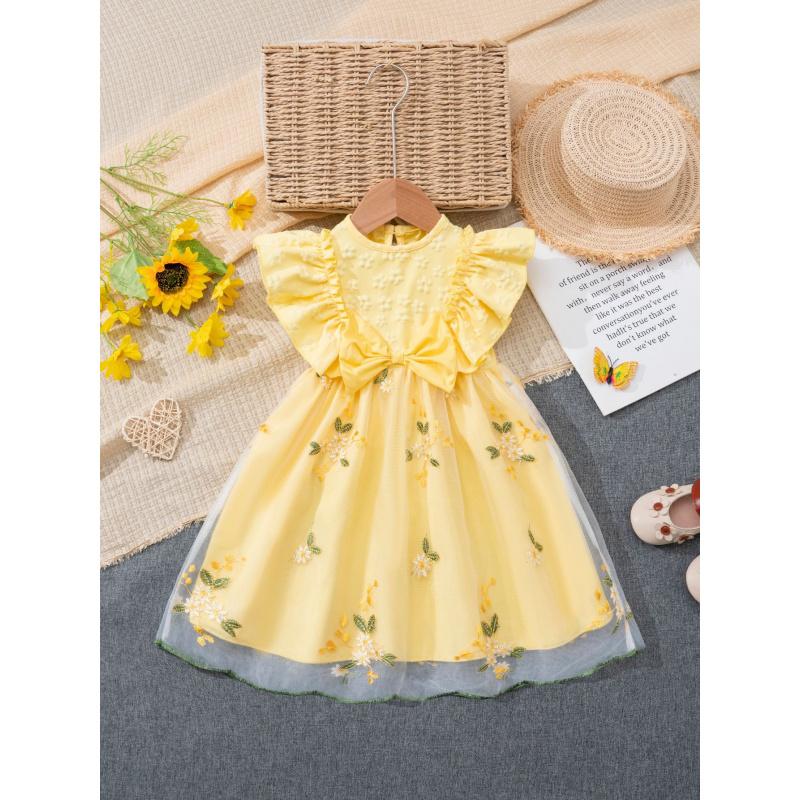 Children's Summer One-Year-Old Dress Little Girl Fashionable Dress Baby Girl Cute Embroidered Princess Dress Hem