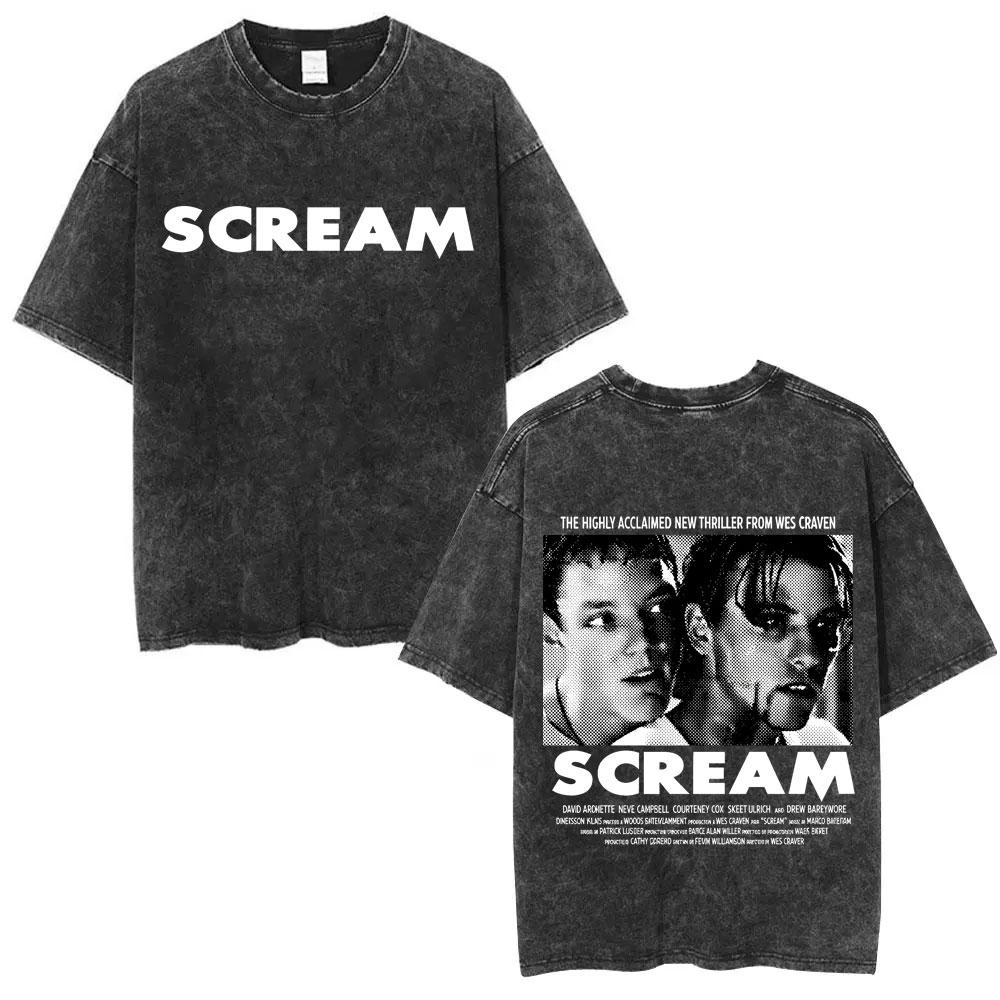 

Washed Vintage Horror Movie Scream Graphic Tshirt Billy Loomis Tshirts Men Womens Clothing Casual Oversized Cotton T Shirts S